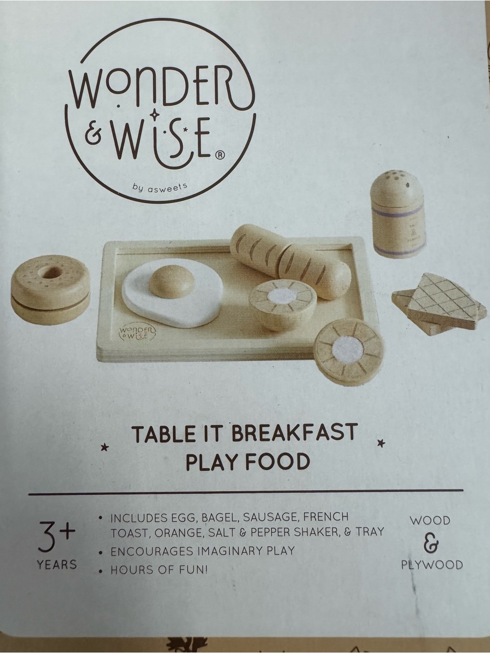 Kids Wooden Breakfast Play Food Set - Natural by Wonder&Wise good4IMAGINATION🍳